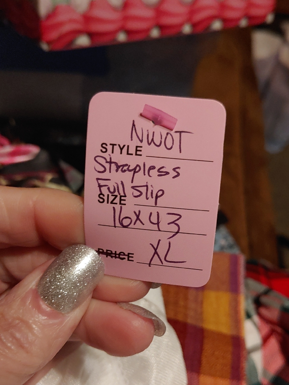NWOT XL White Strapless Full Long Slip - Picture 8 of 8